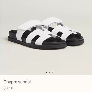 Hermes White and Black Chypre Sandals 38.5